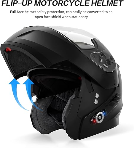 Miniatura 6 de Casco de motocicleta Bluetooth 5.0 integrado con EPS nuevo FreedConn BM2-S, modular, abatible, con doble visera, aprobado por DOT FMVSS-218, MP3 FM