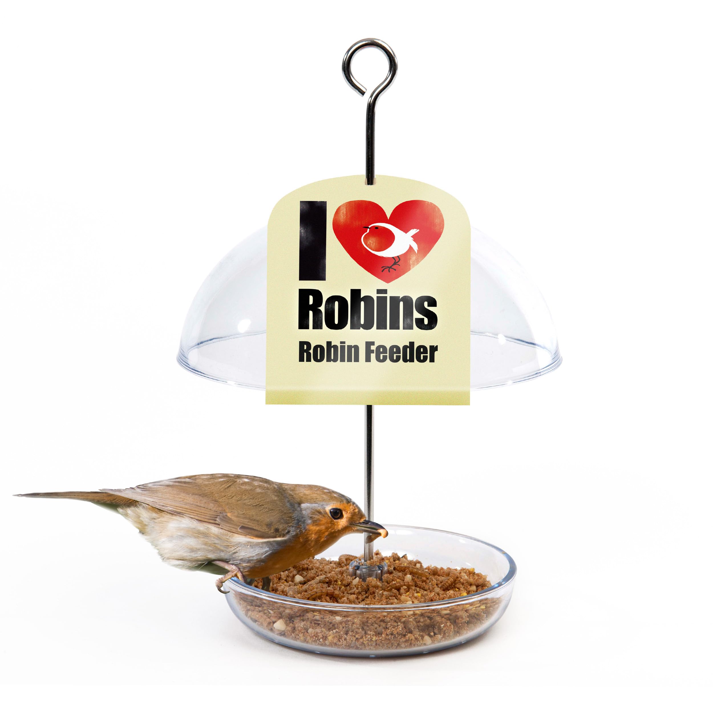 Jacobi Jayne® I Love Robins® Pearl Feeder™ - Attracts Small Garden Birds. HangIng Bird seed Feeder Perfect For Seed Mixes And Mealworms. (Small)