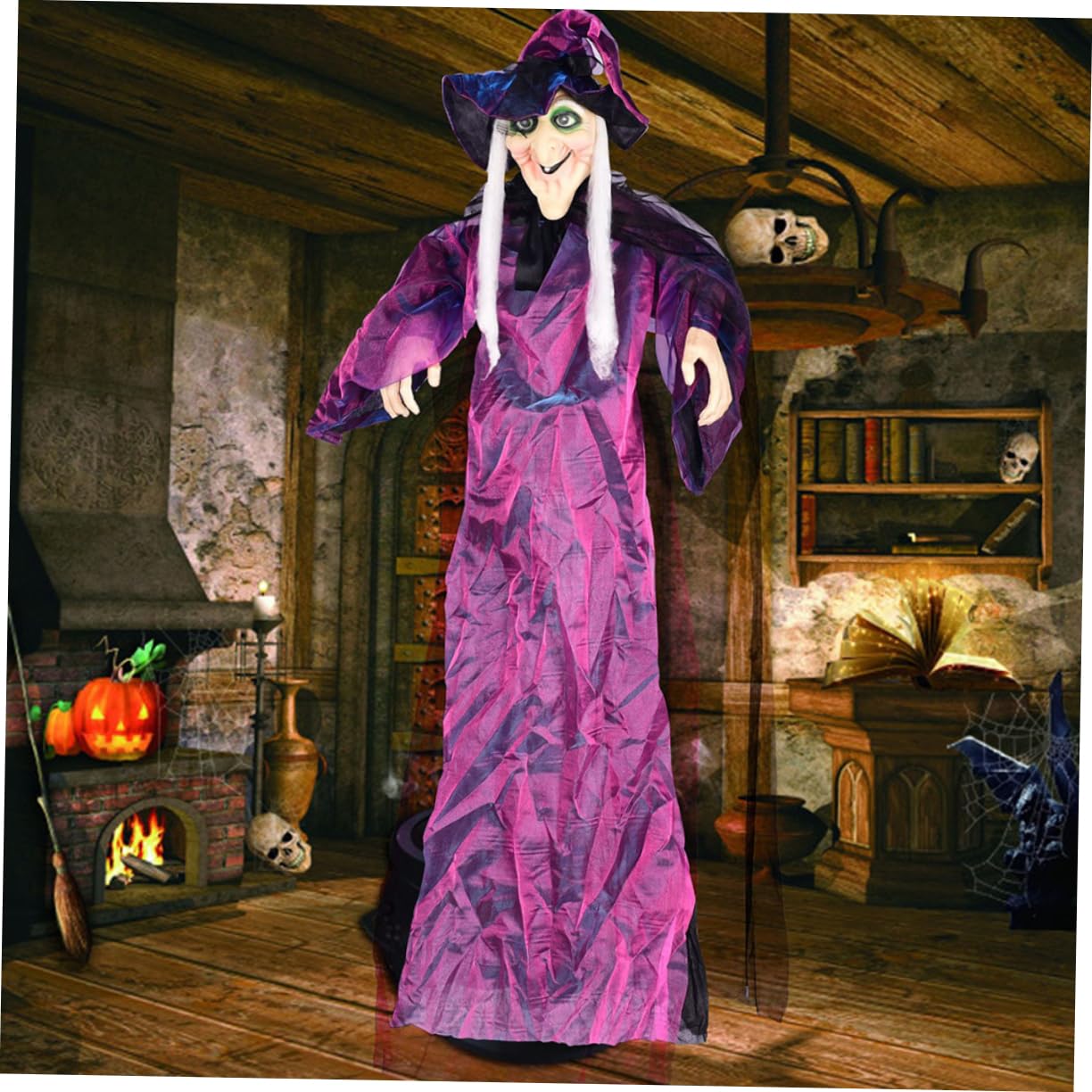 BESPORTBLE Decorazione Animata per Halloween con Strega Parlante da Appendere per Esterni e Effetti Luminosi e per e Case Infestate