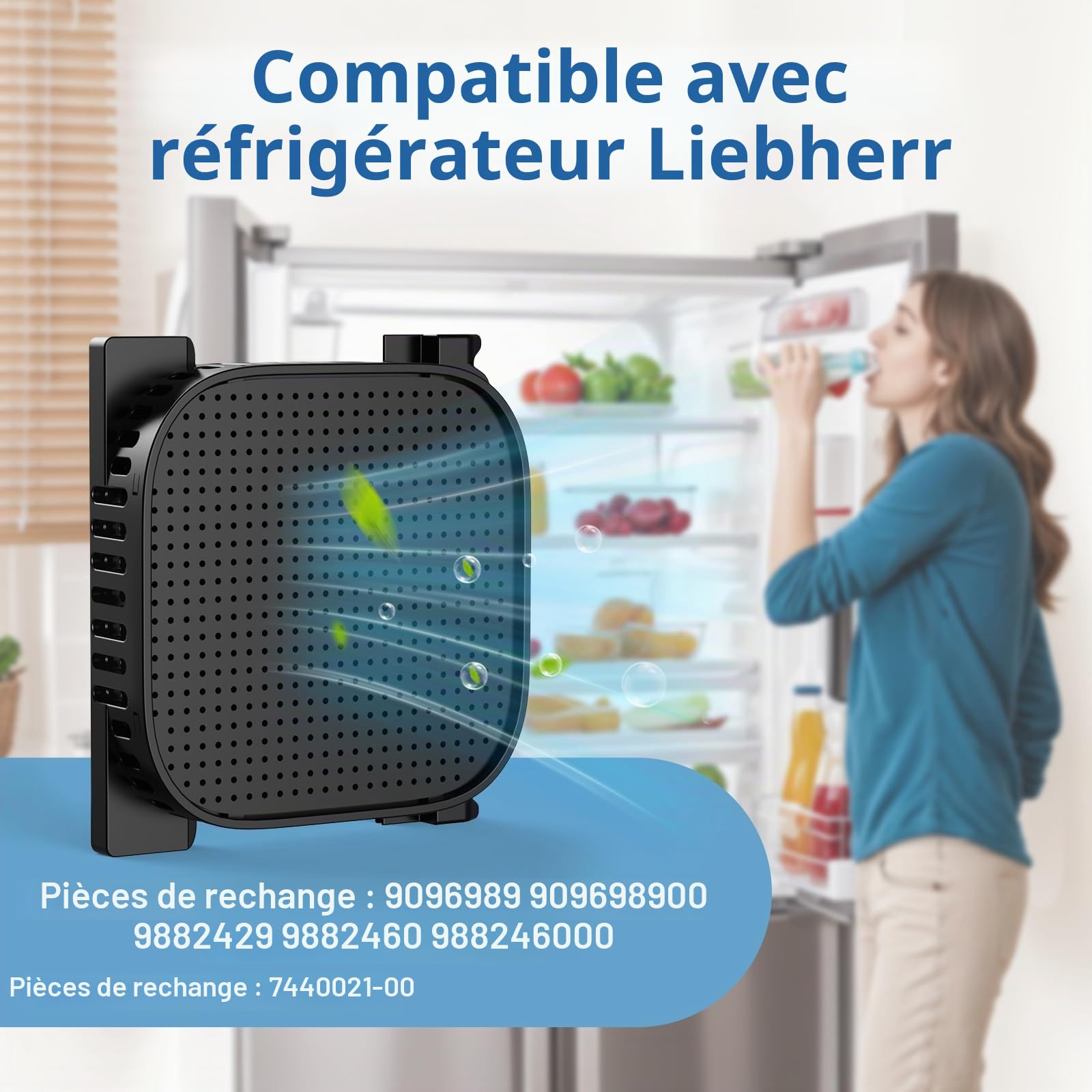 Lot de 2 filtres à charbon actif compatibles avec les réfrigérateurs Liebherr 9096989/9882460/988246000 - Filtre de rechange pour réfrigérateur 7440021-00 - Avec filtre à charbon actif Fresh Air -