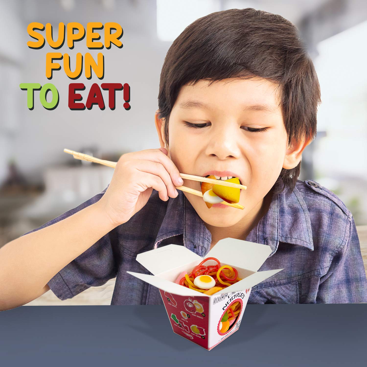 Raindrops Gummy Candy Noodles Takeout Box with 6 Kinds of Candies