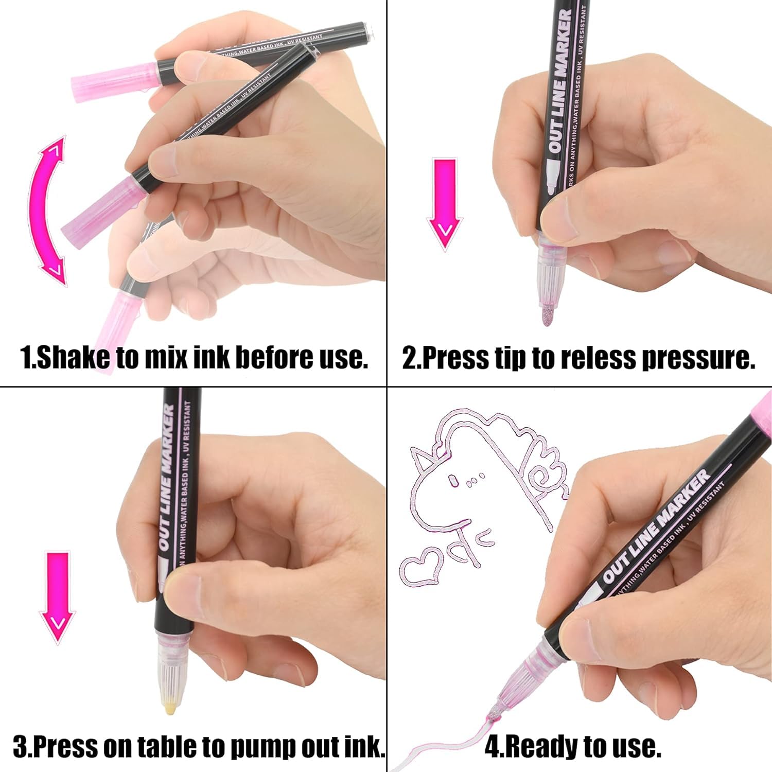 Amazon.com: Gondiane Double Line Outline Pens, 24 Colors Outline