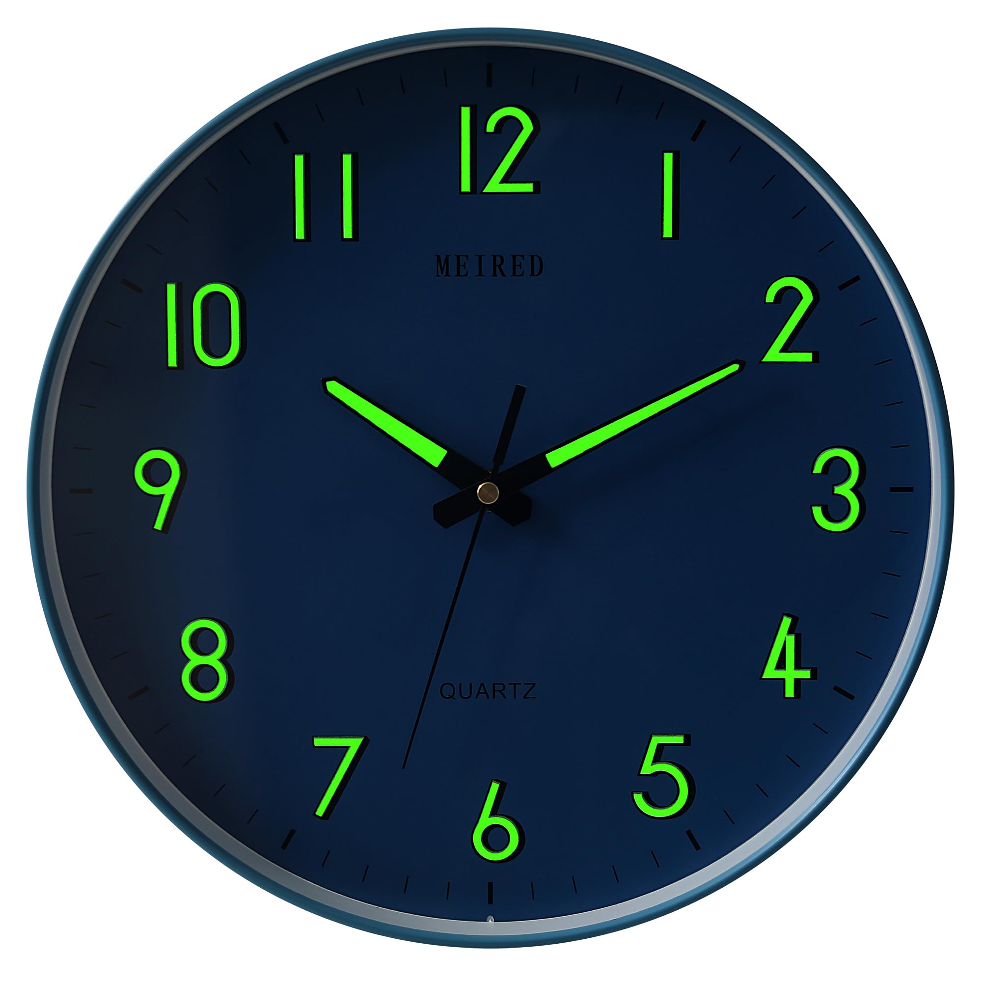 MEIRED Night Light Wall Clock 12 Inch Silent Non Ticking Battery Operated Wall Clocks Glow in The Dark, Lighted Up Wall Clock for Bedroom Living Room/Kitchen, Blue