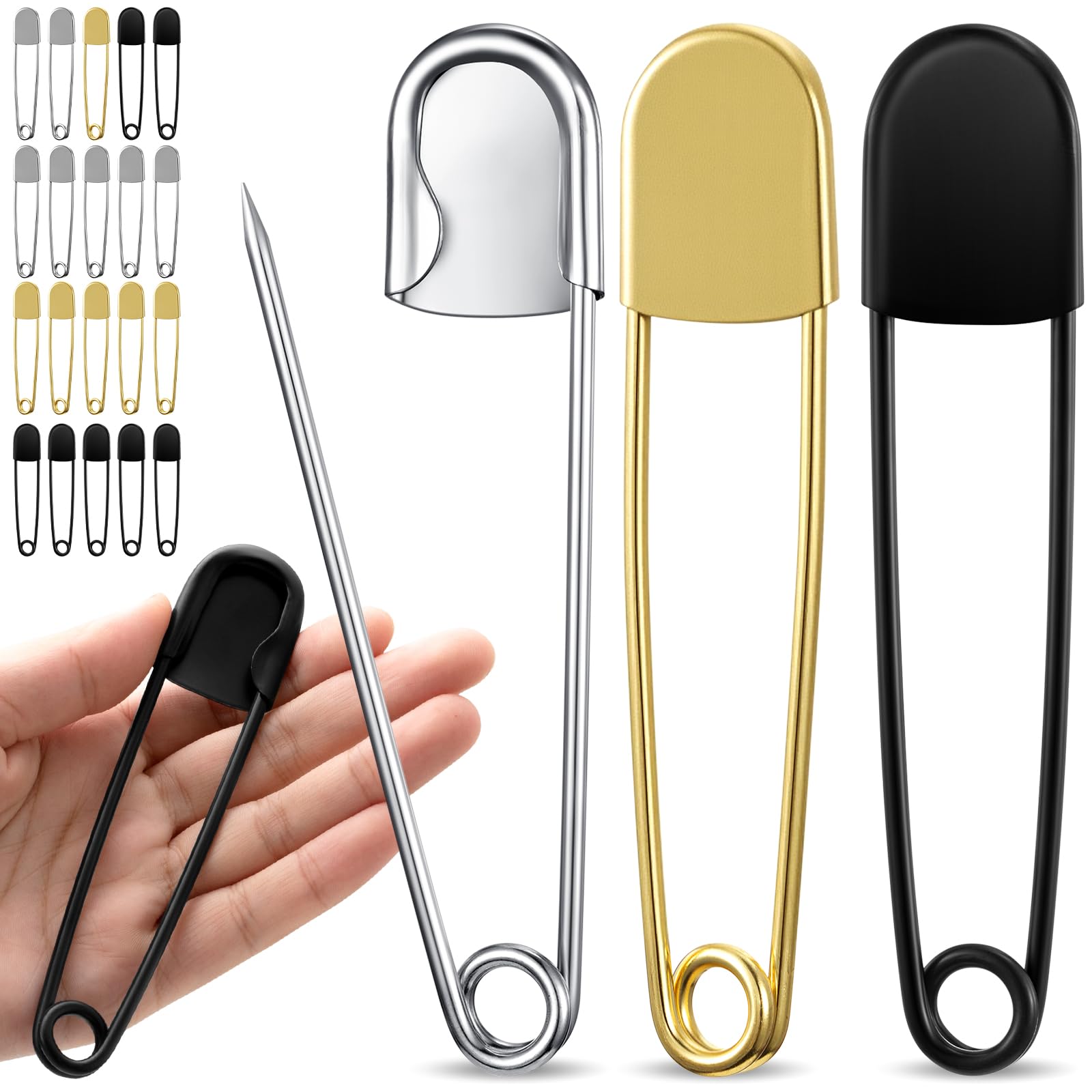 Juexica 20 Pcs 5 Inch Large Safety Pins, Giant Heavy Duty Jumbo Safety Pin