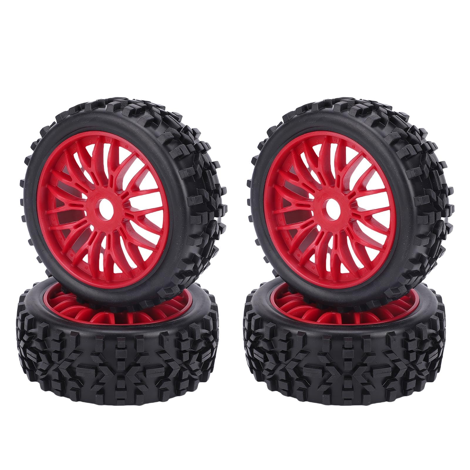 CHICIRIS Koła Samochodu Terenowego 1/8 RC, 4 szt. Gumowych Opon Zapasowych z doskonałą przyczepnością do Pojazdów Terenowych Serpent SRX8 i MP9 RC (czerwony)
