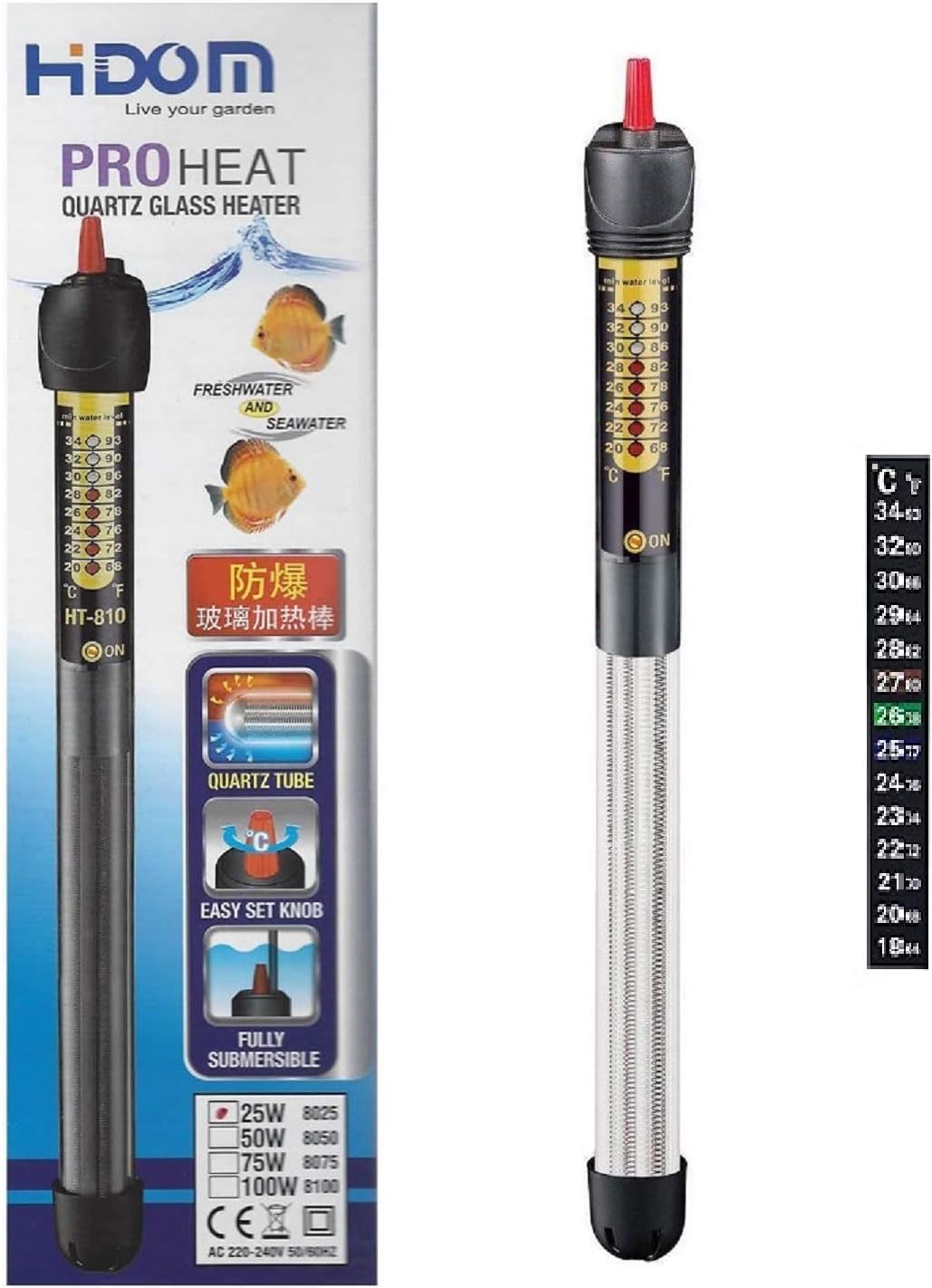 FEDOUR Teichheizung 300W - Edelstahl Teichenteiser Mit Schwimmfoam, 5m Kabel