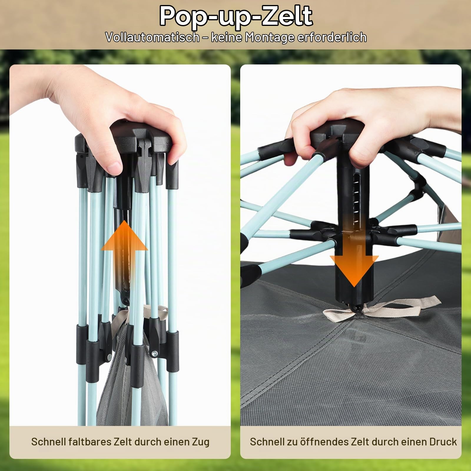 Zelt für 2-3 Personen, Pop Up Campingzelt mit Vorzelt | Automatisches Sekundenzelt mit Sonnenschutz & wasserdicht, Familienzelt für Camping Wandern & Trekking