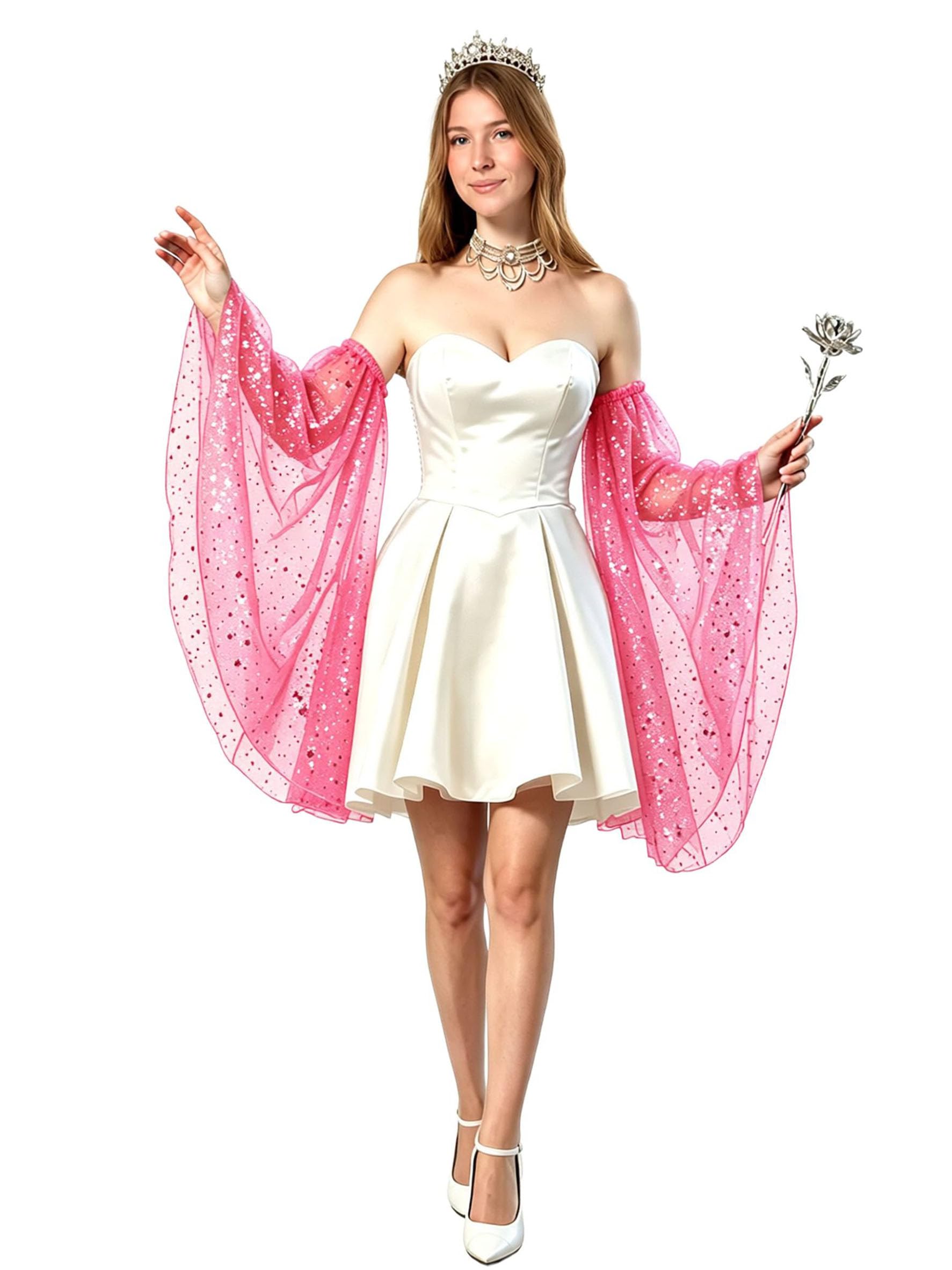 UniqKaliber Detachable Victorian Long Tulle Gloves,Gothic Wedding Dress Accessories Arm Covers for Halloween Costume