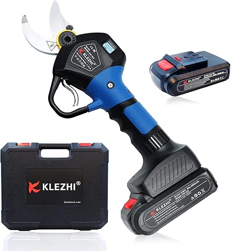 K KLEZHI Tijeras de podar eléctricas inalámbricas profesionales afiladas con pantalla, 2 podadoras de ramas de árbol recargables de litio de