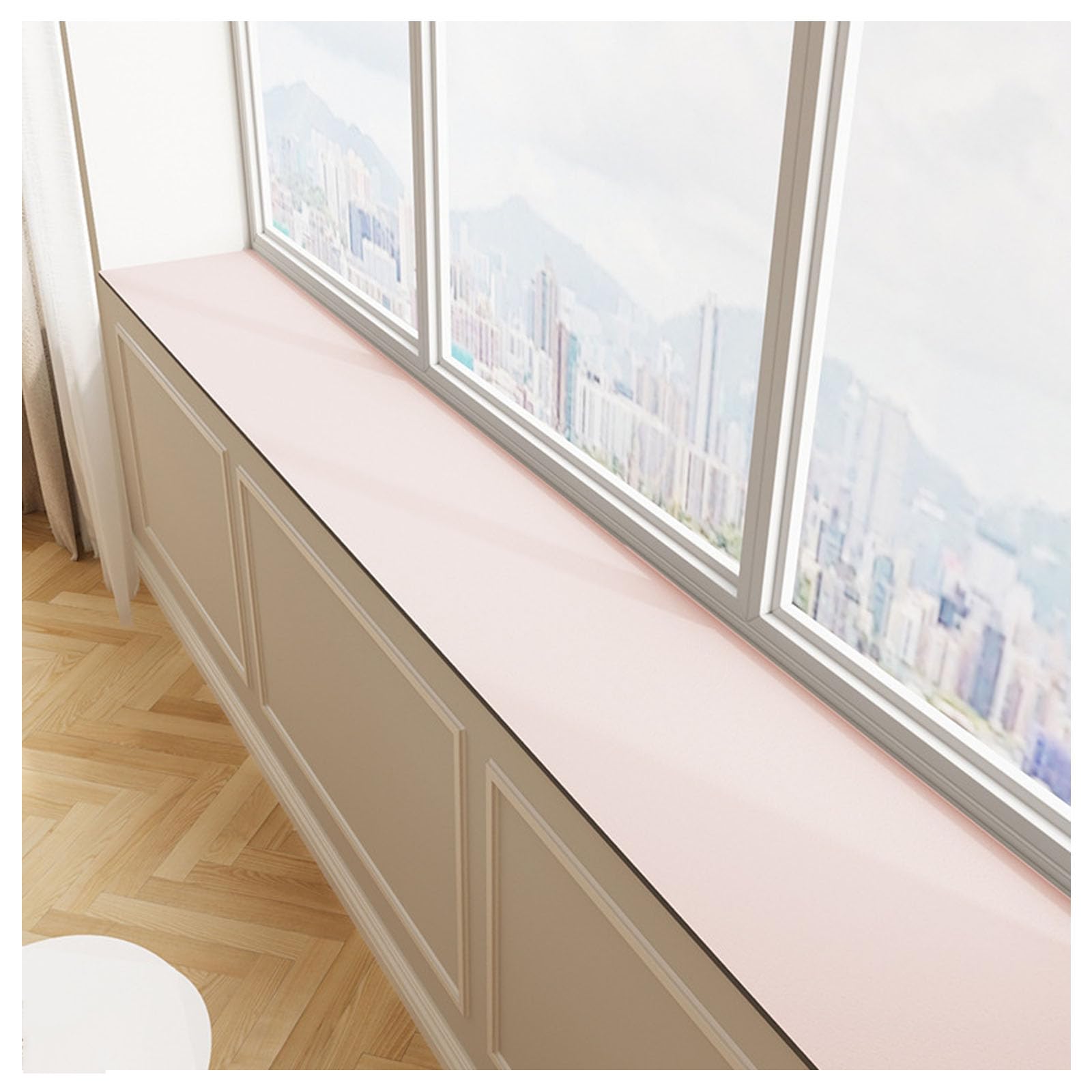BNZCZY Solid Color Bay Window Mat,Narrow Windowsill Pad,Four Seasons,Bedroom Balcony Protection Mat,bay Window Décor Pads,Easy Care,Cuttable(Size:4 * 39in,Color:Rose Pink)