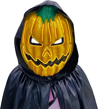 IROKOHA Halloween Luminous Mask, Pumpkin Cosplay, LED Mask, Jack-O Lantern Decoration, Pumpkin Decoration
