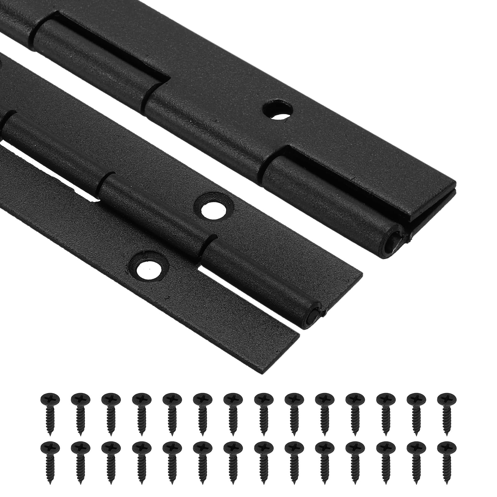 uxcell Paquete de 12 bisagras de piano, bisagras continuas de acero inoxidable de 16 pulgadas y bisagras de piano de 1.2 pulgadas de ancho abierto de 0.06 pulgadas de grosor, bisagras de piano