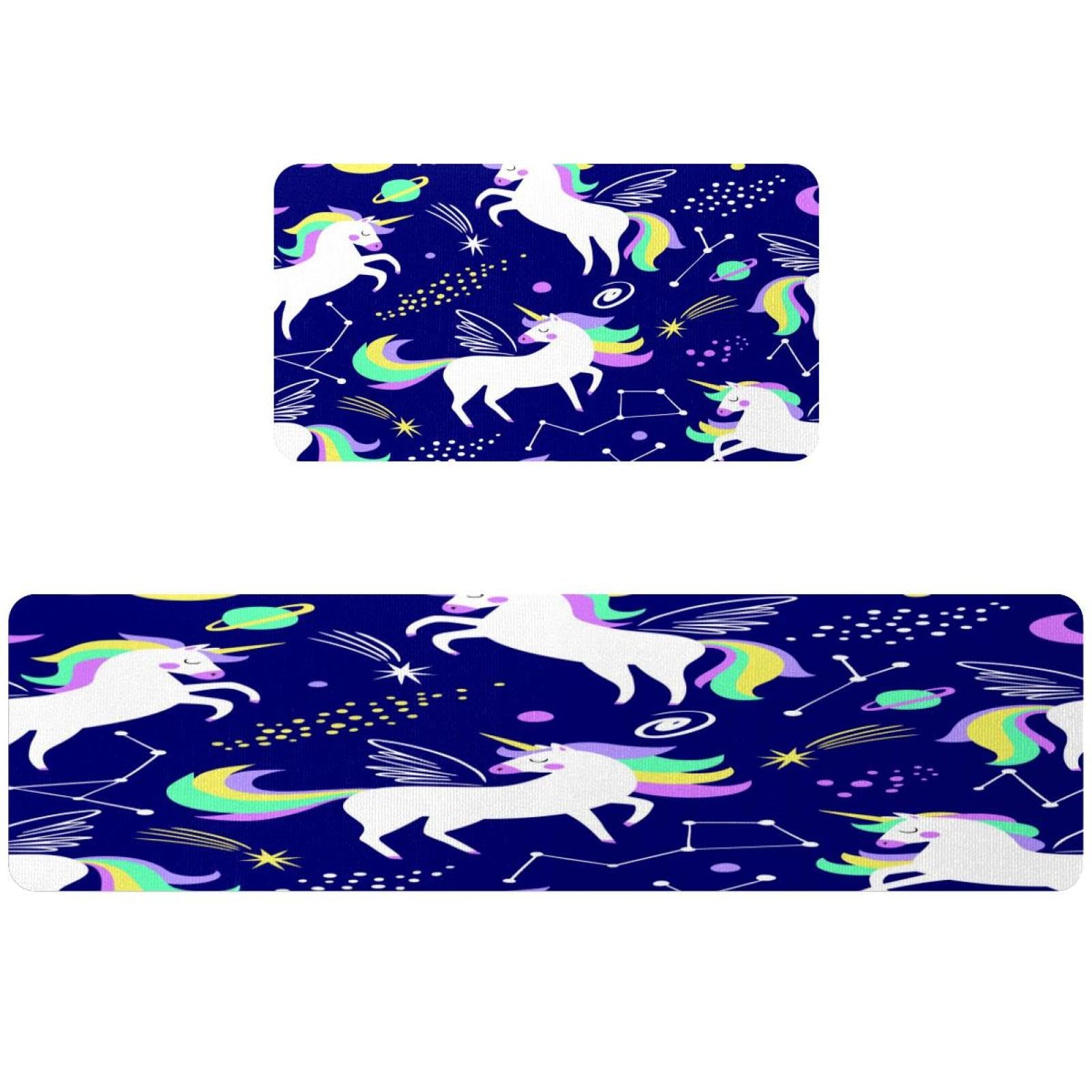 Tapis de cuisine antidérapant lot de 2 absorbant et lavable motif licorne