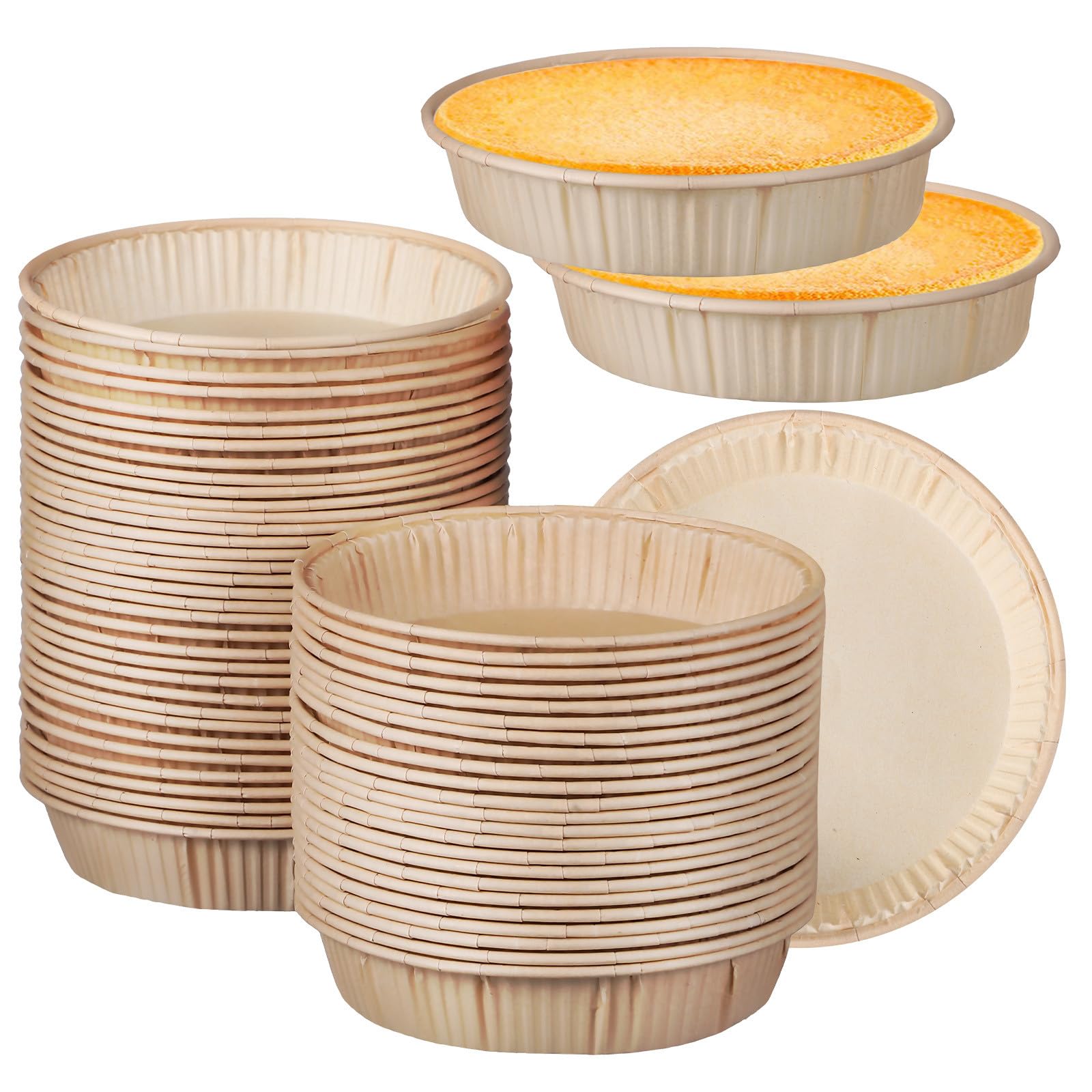 Homoyoyo 100 pièces Moules à Tartelettes Papier Résistants Micro-ondes Antiadhésifs pour Pâtisserie Maison et Professionnelle pour Mini Tartes Quiches et Desserts Variés
