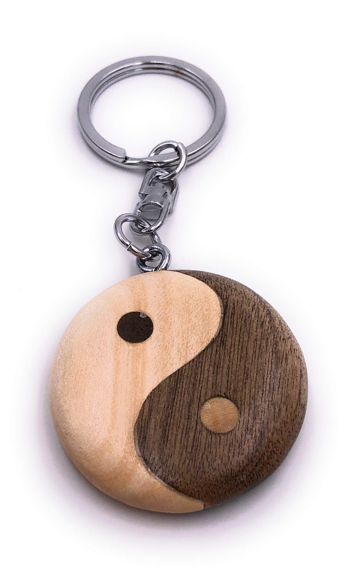 H-Customs Unisex Crane Ying And Yang Sign Wooden Noble Handmade Keychain Pendant