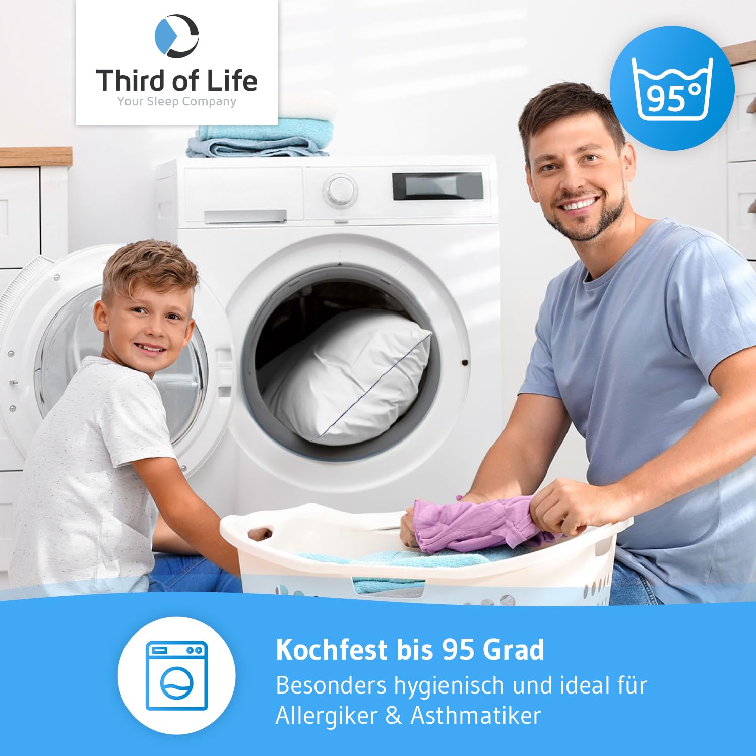 Kopfkissen 80x80 inSPIRO Ergonomisches Nackenstützkissen für Seiten- Rücken- Bauchschläfer Made in EU