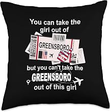 Girl from Greensboro Boarding Pass -Flight Ticket Greensboro Throw Pillow