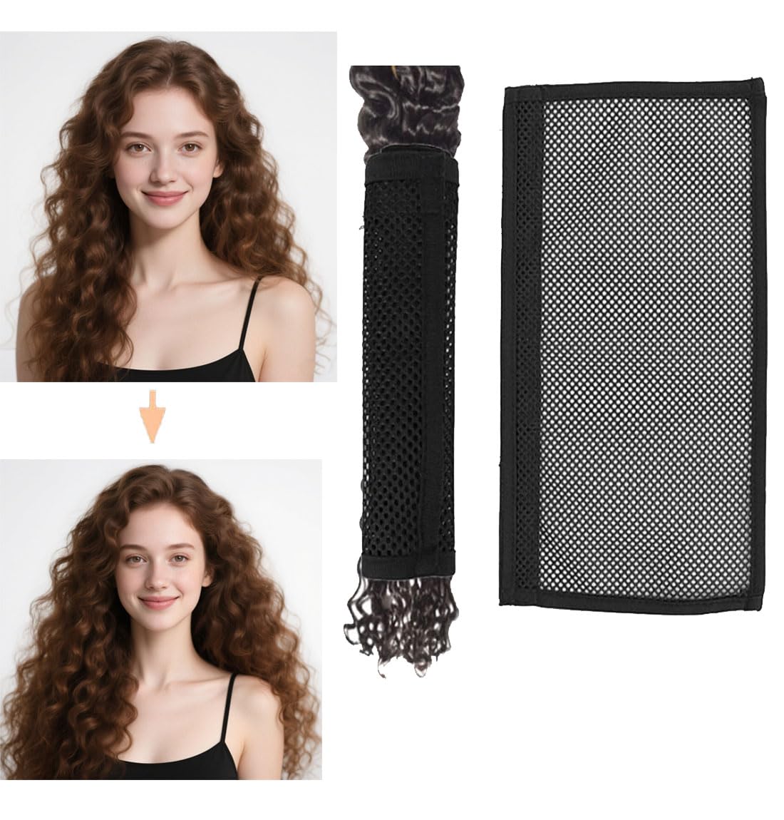Hair Stretcher Lengthening Net for Curly Prevent Shrinkage Lock Hair Stretcher Looser Wave Ringlets Hair Styling Tools Black 13in 2PCS