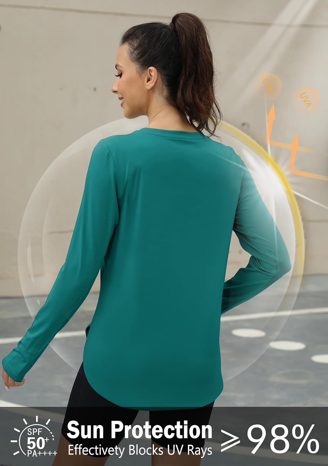 KevaMolly Workout Tops for Women Long Sleeve UPF 50+ UV Protection Sun Shirt Lightweight Quick Dry Rash Guard Hiking Shirts - Image 4