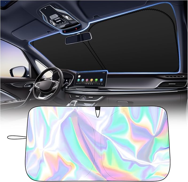 2026 300T Multicolor Car Windshield Sun Shade,Foldable Windshield Cover Sun Shade for Blocking Sunlight & Heat Insulation,59"x31" Upgraded Suns Blocker for Car Windshields