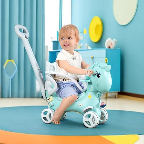 Miniatura 10 de Legendstone Caballo mecedor para niños pequeños de 1 a 3 años, diseño 4 en 1, carrito de empuje para niños con tabla de equilibrio desmontable,
