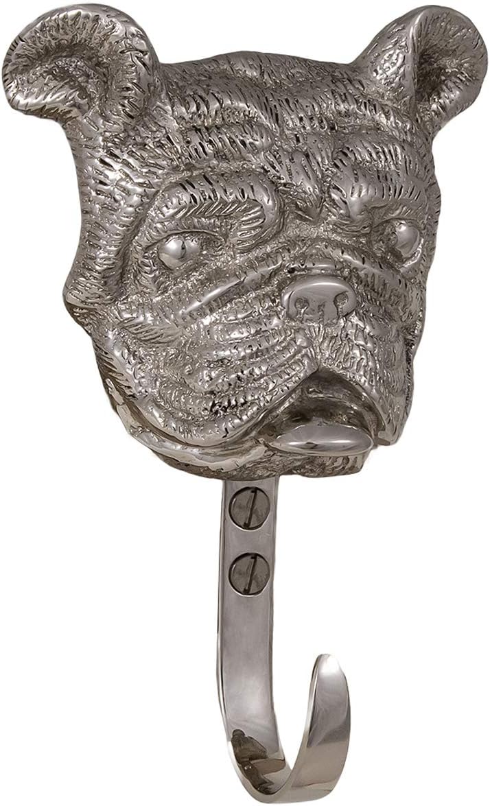 Solid Brass Dog Hook Hanger- for Leashes and More- French Bull Dog (Black)