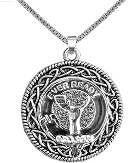 Burns Clan Crest Celtic Interlace Disk Pendant - CLP06