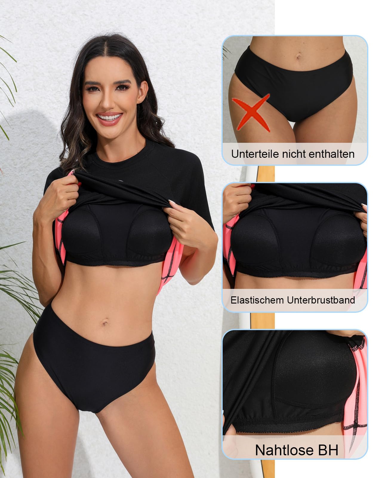Halcurt Maillot de bain à manches longues UPF 50+ Rash Guard avec cordon de serrage et demi-fermeture Éclair