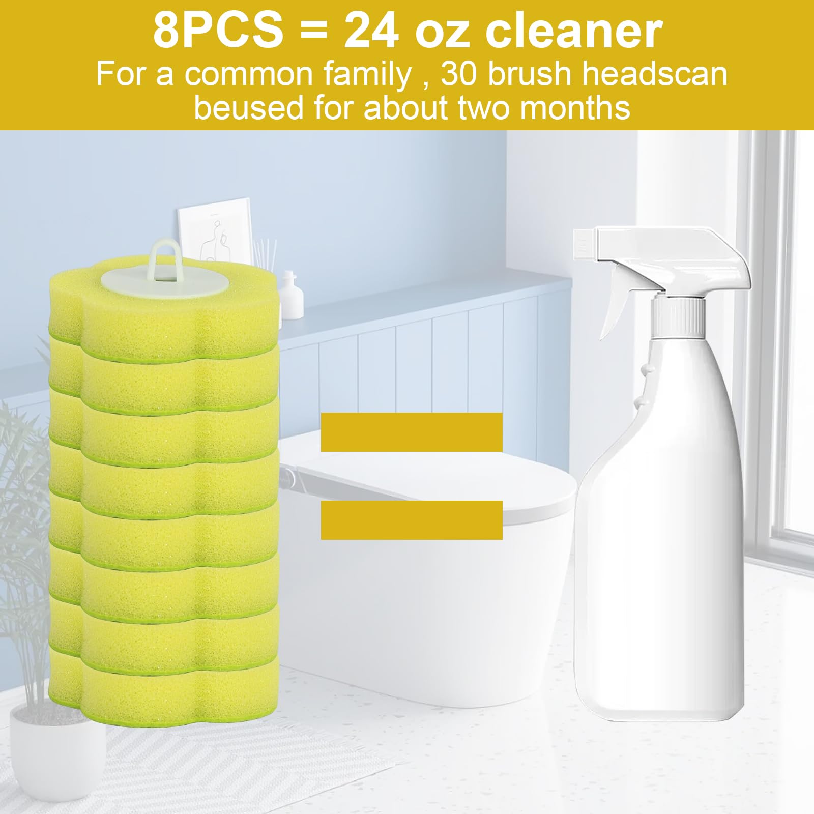 Toilet Wand Replacement Heads, 30 Pcs Disposable Toilet Brush Heads, Toilet Wand Disposable Refill Heads, Disposable Replacement Head Yellow - Image 4