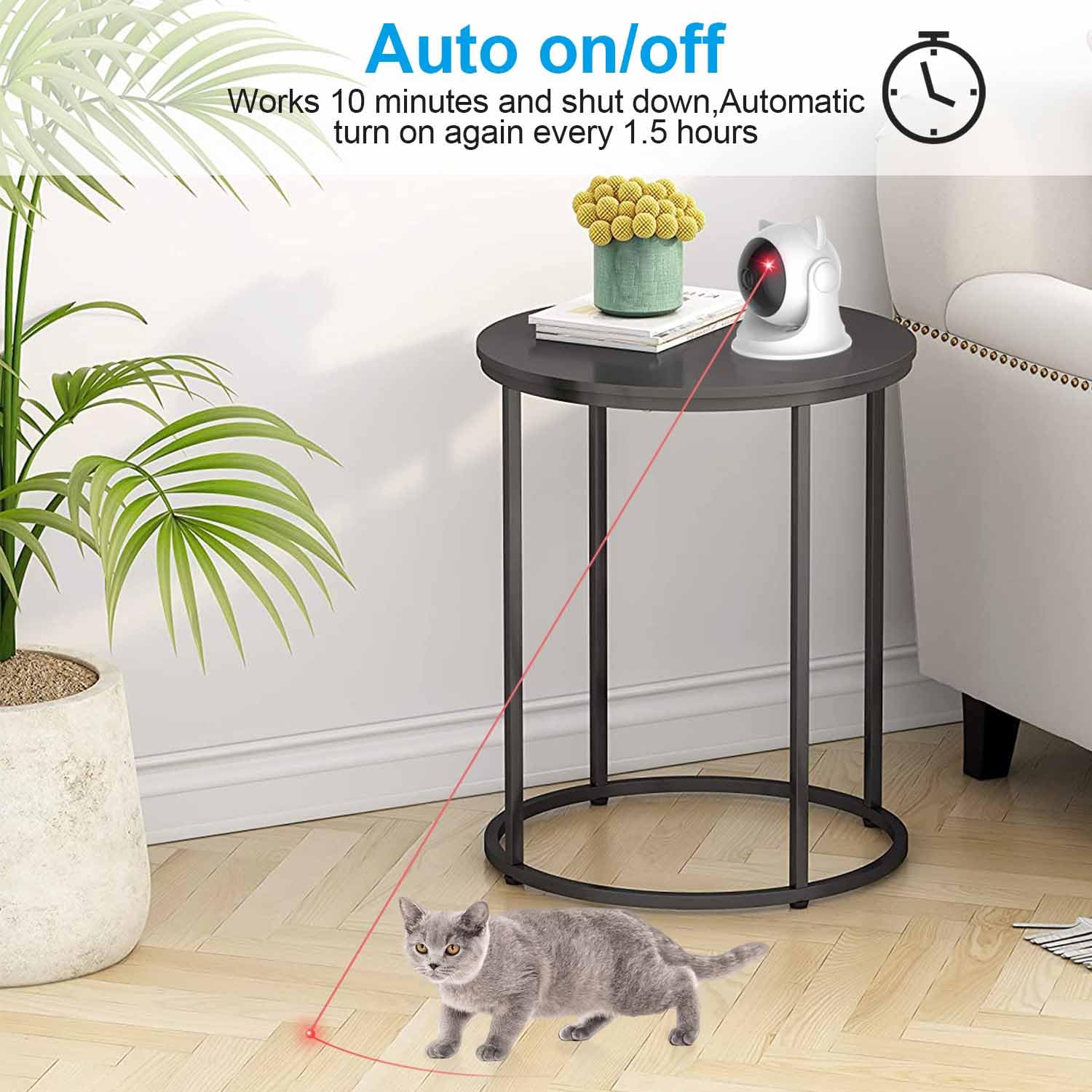 VOVIGGOL Juguete Automático Puntero para Gatos y Perros, Interactivo con USB C Recargable & Alcance Ajustable para Mascotas