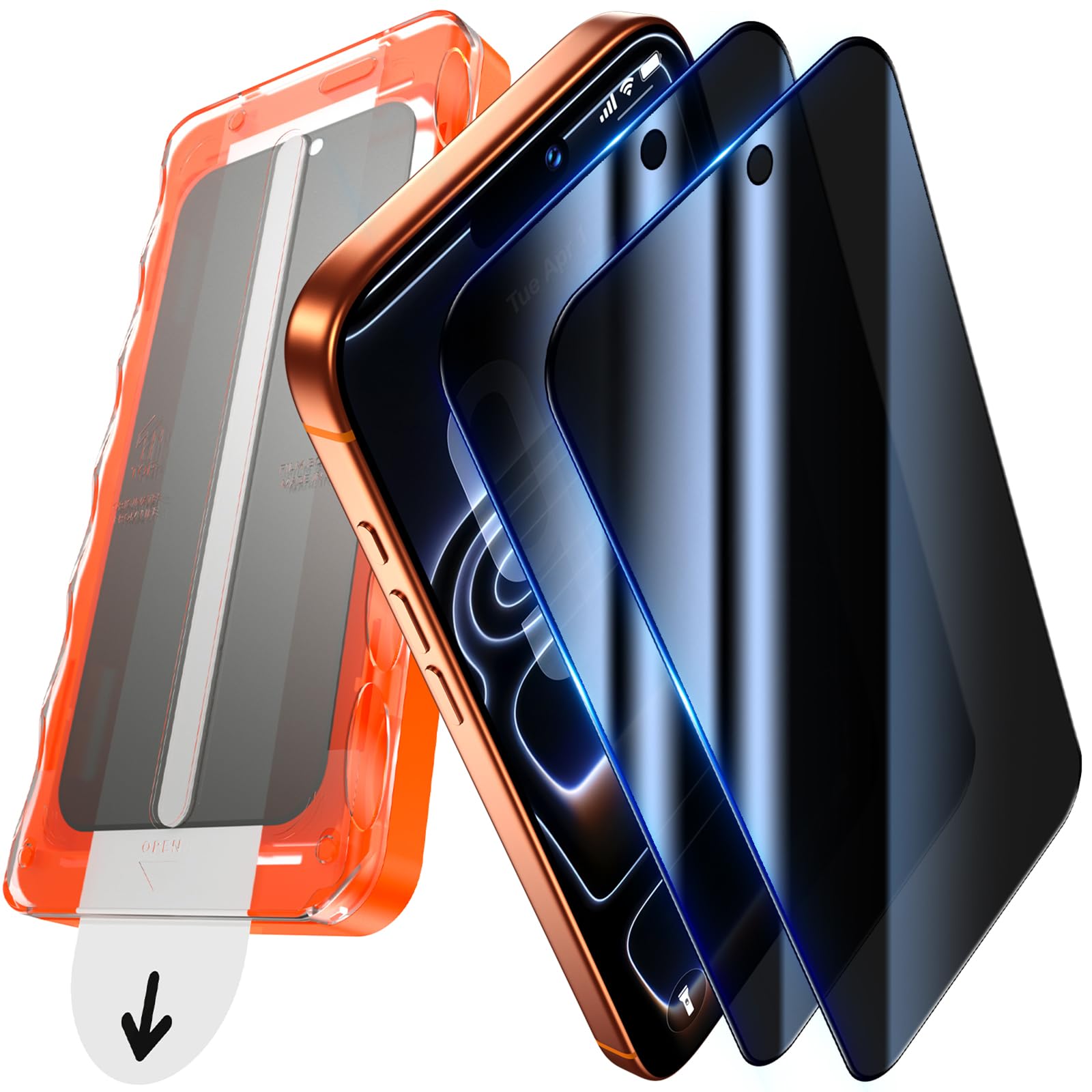 UniqueMe für iPhone 17 Pro Max für Panzerglas Sichtschutz - Privacy Schutzfolie, Automatische Installation, Bruchsicher Militärniveau, Anti-Spy Folie, 2 Stück