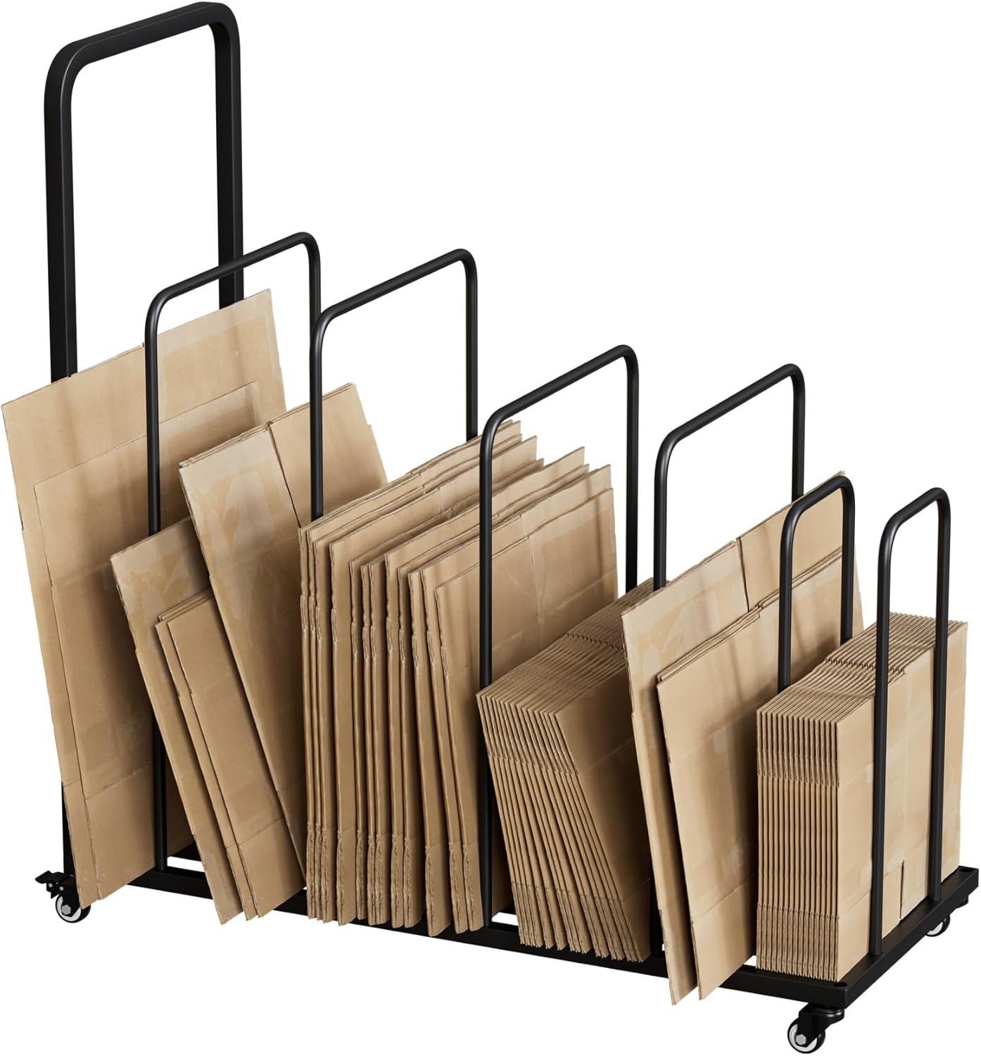 yeshine Carton Stand for Boxes, Rolling Cardboard Box Stand, Metal Carton Storage Rack with Dividers, Portable Storage for Cardboard Boxes, Box Holder for Commercial Home Supermarket Warehouse