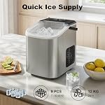 HOMCOM Comptoir portatif de fabrication de glace, 9 Cubes prêts en 7 Mins, 26lbs/24H, 2 Tailles de la balle, Machine de fabrication de glace auto-nettoyante avec poignée, scoop & Panier pour cuisine RV Camping