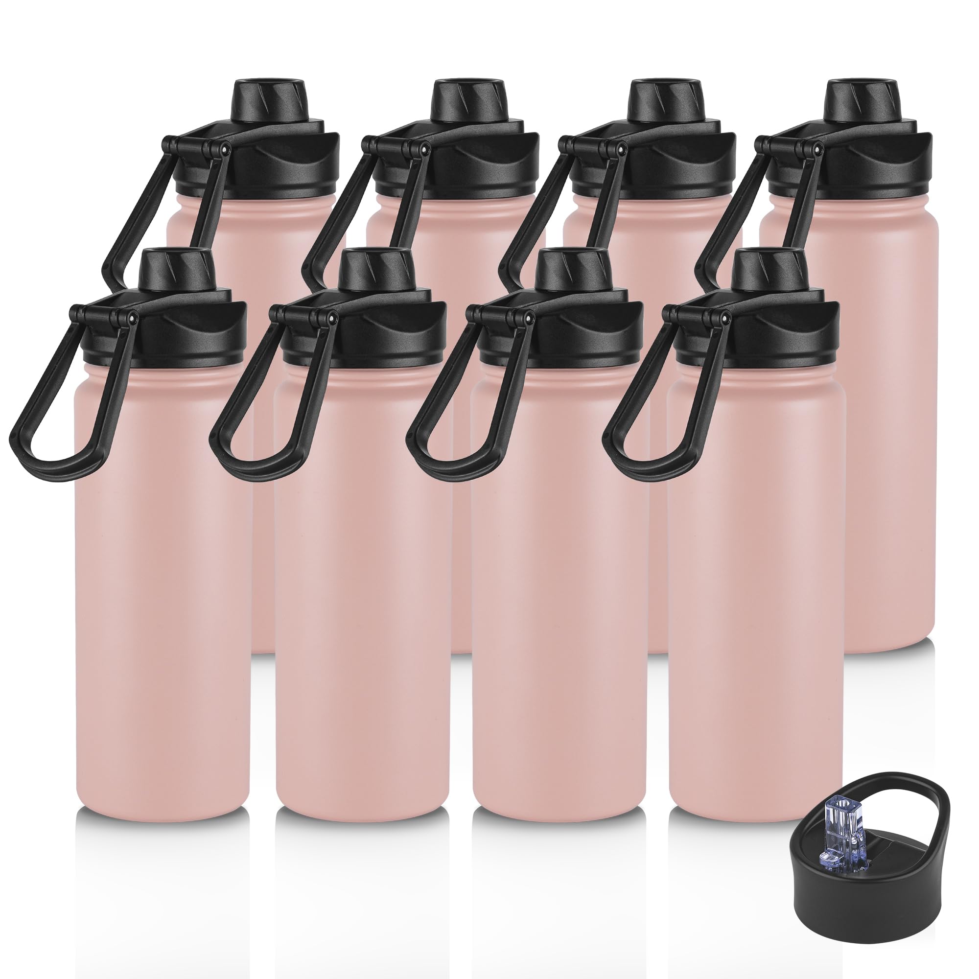 VEGOND 32 oz Insulated Water Bottle Bulk Stainless Steel Metal Water Bottles with Leak Proof Straw Lid & Spout Lid, Wide Mouth Double Walled Vacuum