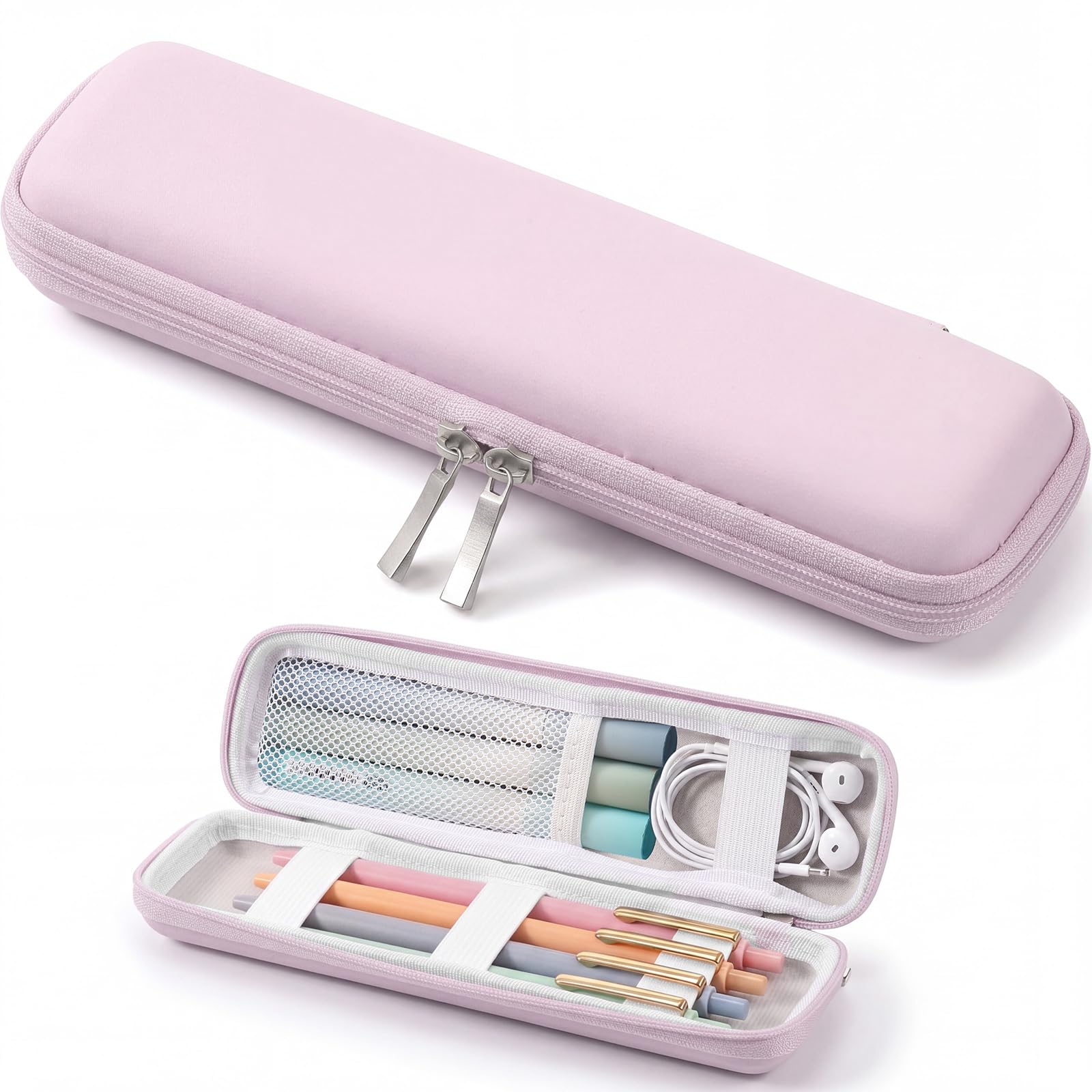 Mudder Hard Shell Slim Pencil Case Small Pen Bag Stylus Case Holder EVA Waterproof Pocket Protectors Organizer for Fountain Pen Headphones Traveller Adults(Pink)