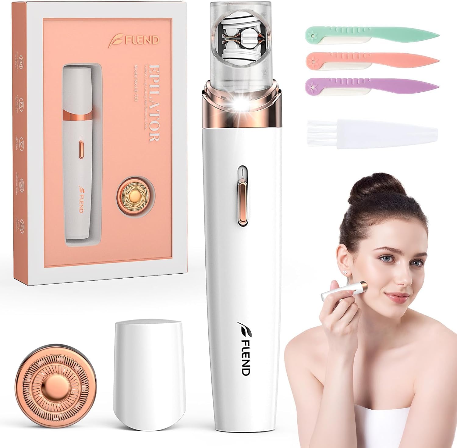 Epilator for Women 2-in-1 Facial Hair Removal Epilator Painless Designed Hair Remover with Built-in LED Light for Precision