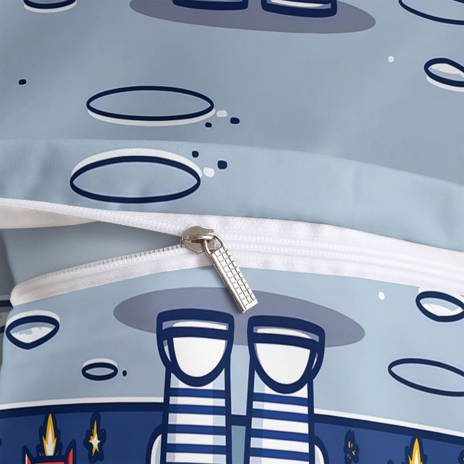 Poszwa na kołdrę 140 x 200 cm rysunki instrumenty muzyczne astronauci pościel dziecięca miękka i wygodna poliestrowa bawełna poszwa na kołdrę druk 3D z 2 poszewkami na poduszki, granatowy