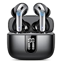 Cuffie Bluetooth, 2024 Auricolari Bluetooth 5.3 Stereo HiFi con 4 HD Mic, Cuffie Wireless In Ear ENC Cancellazione Rumore, Cuffie Senza Fili con LED Display 50 Ore, IP7 Impermeabile, Nero