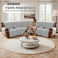 Vista 7 de Arfntevss Fundas impermeables para sofá seccional reclinable, fundas para sofá en forma de L, antideslizantes, lavables, juego de fundas para sofá