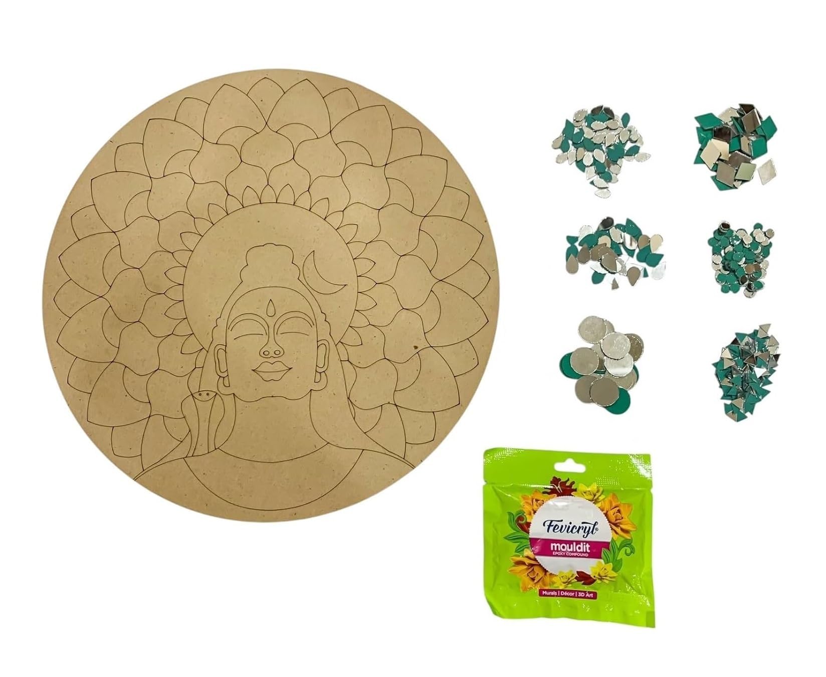 NOZOMI Combo of 6 MDF Cutout Boards - Mirror, Mouldit & Shiva Designs for Art & Craft | Mahadev Wall Decoration | Best for Return Gift, Rakhi Gift | Shiv Ji Mahakal 28 x 28 cm-image-11