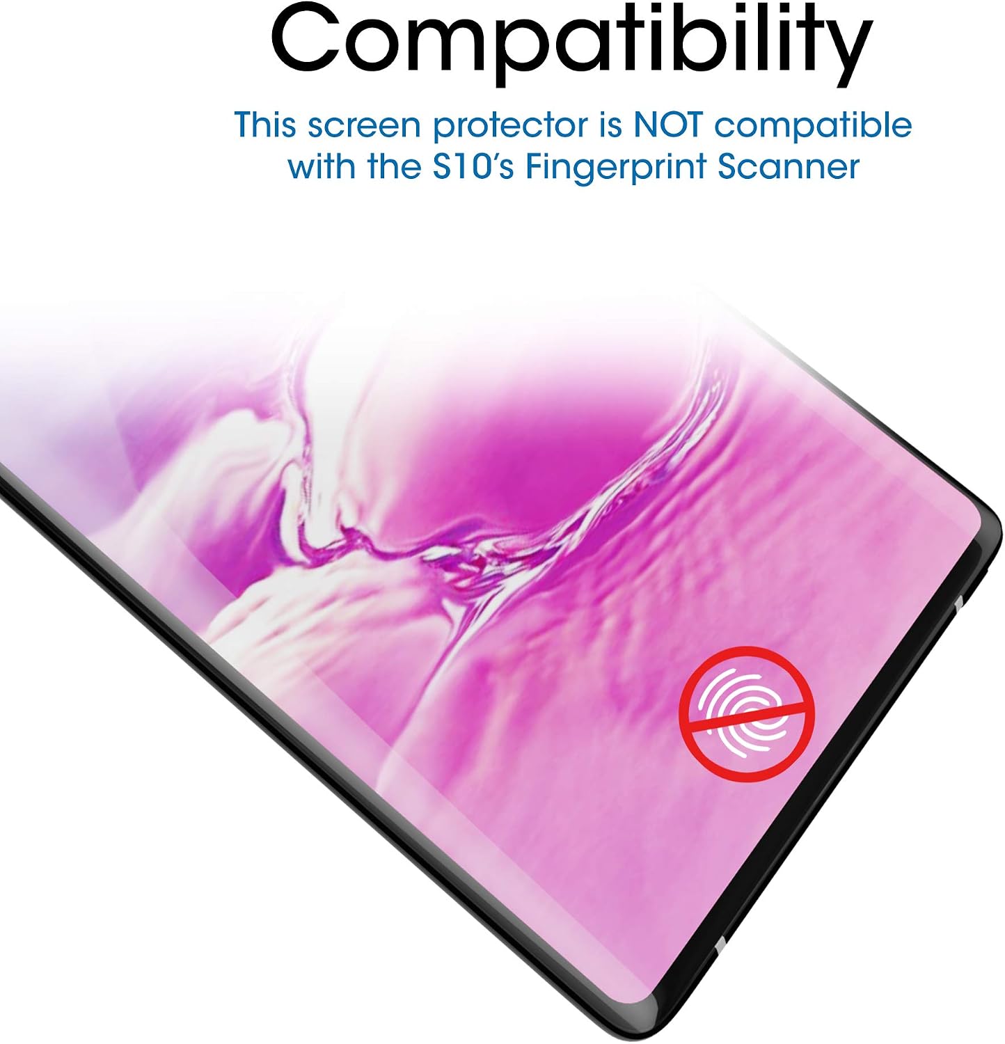 amFilm Glass Screen Protector for Galaxy S10, Not Compatible with the Fingerprint Scanner, Tempered Glass, Dot Matrix with Easy Installation Tray