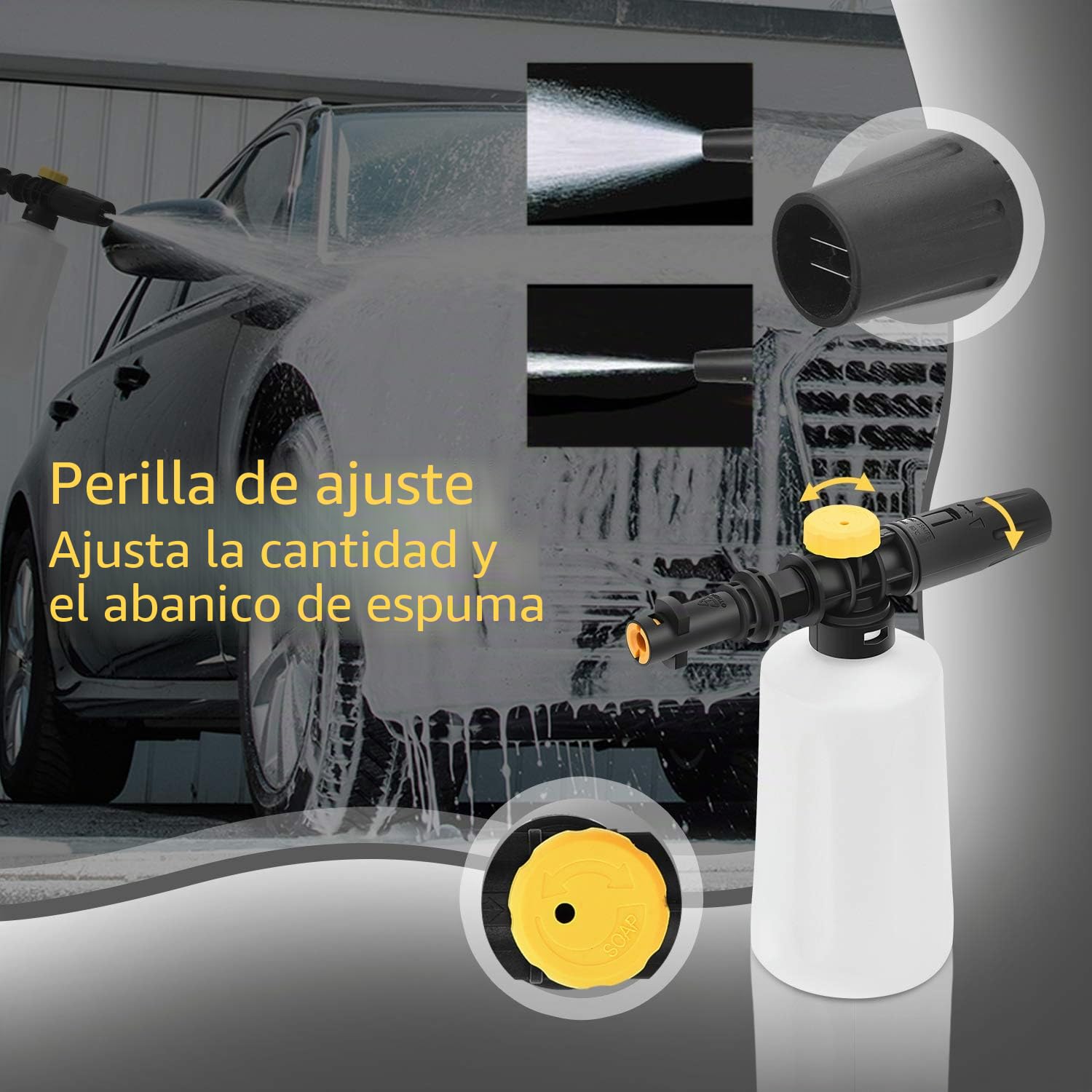 700ml Lanza De Espuma De Nieve Para Karcher K2 K3 K4 K5 K6 K7 Lavadora A Presión, Cañón De Espuma Dispensador con Boquilla Ajustable, Bueno para Limpiar el Coche