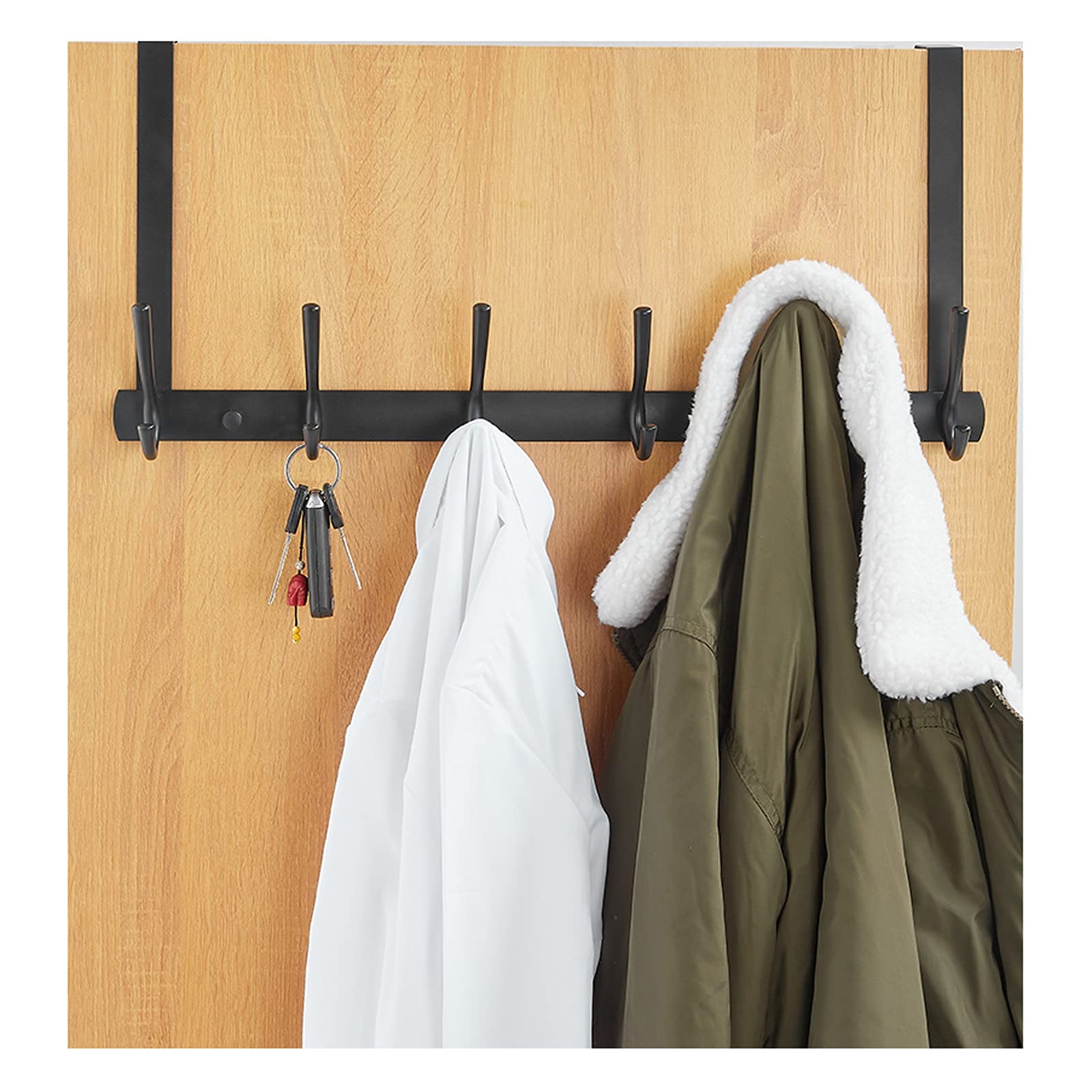 CFWSHJ caihuashopping Percheros Gancho para Puerta, Colgador de Puerta de Aluminio Espacial, Utilizado para Colgar Abrigos, Albornoces, Sombreros, Ropa, Toallas, Toallero (5 6 7 Gancho Negro) Gancho