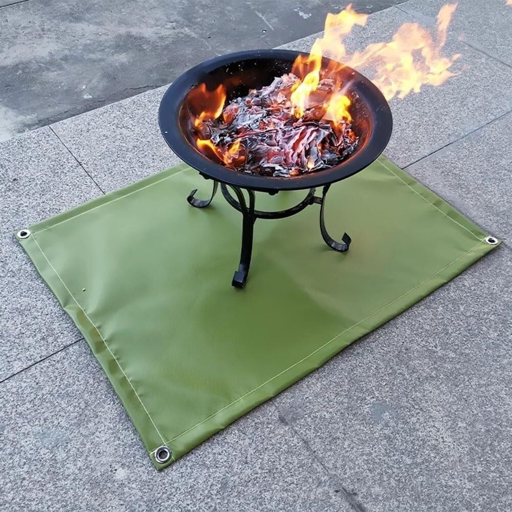 Mata do ogniska na zewnątrz - żaroodporny koc z włókna szklanego do grillowania, pikników i ochrony trawnika(92x100cm)