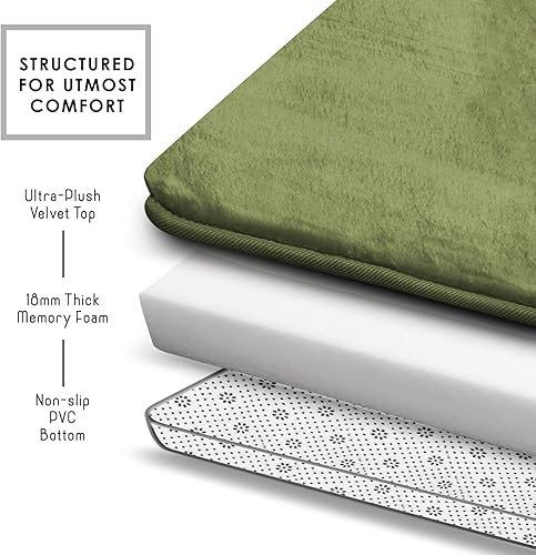 Miniatura 6 de Clara Clark tapete para baño, regadera o tina, de gomaespuma, negro, antiderrapante, Verde salvia, S L