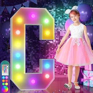 imprsv 4FT Colorful Marquee Letters C, 18 Colors Large Light up Letters Alphabet Sign with Remote, Large Marry Me Sign, Birthday Party Decorations Baby Shower Anniversary Wedding Decoration