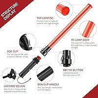 Vista 4 de Varita de tráfico de señal, 12 unidades, varita de control de tráfico de seguridad, bastón iluminado multifuncional con LED con 2 modos de parpadeo