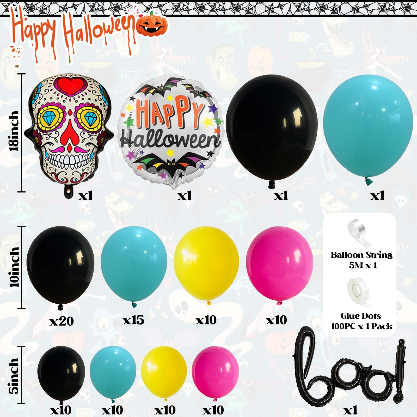 DPKOW 30 stuks Dag van de Doden Ballonnen Decoraties