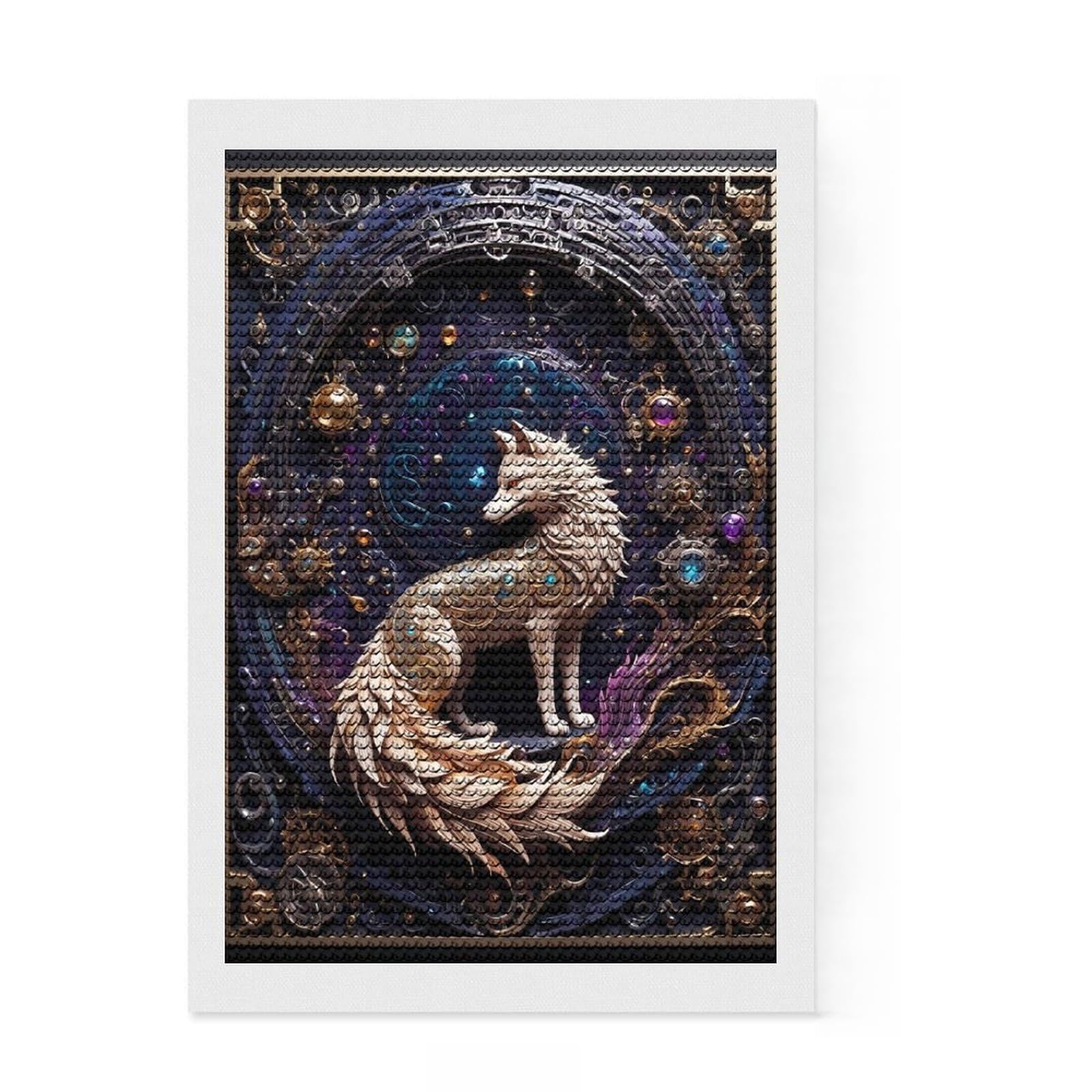 Junmoney Legend Steampunk Fox Diamond Art Canvas 8"x12", Birthday Gift, for Adults, Creative Leisure Activity, Aesthetic Room Decor