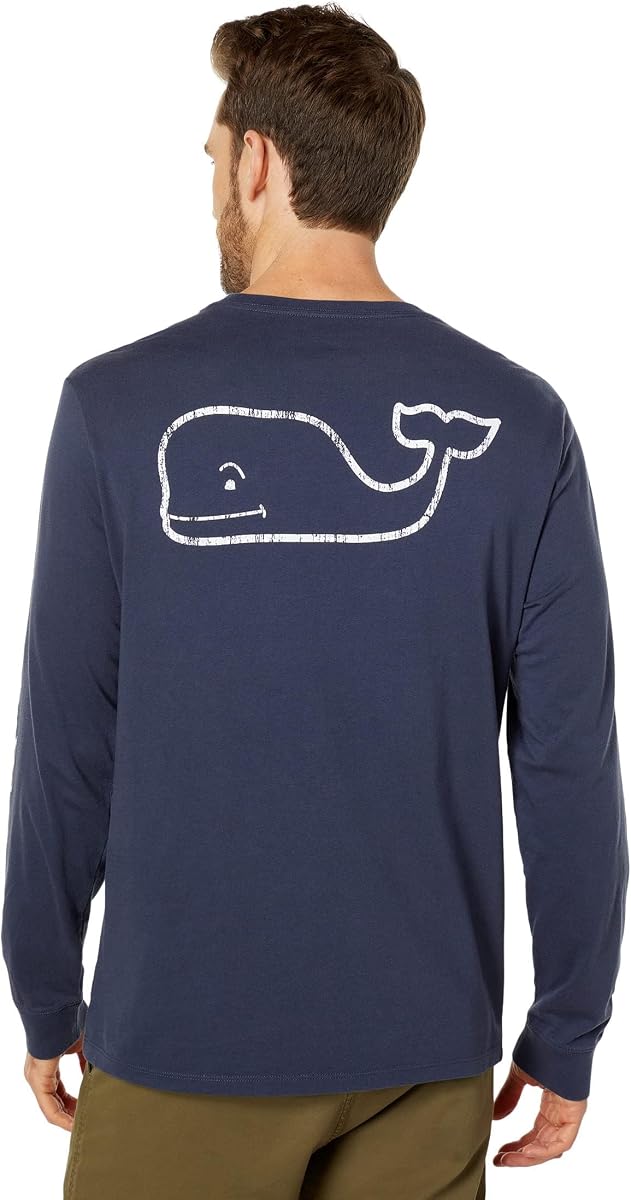 Camiseta de manga larga con bolsillo de ballena vintage para hombre